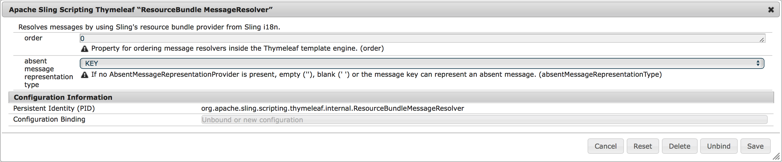 Apache Sling Scripting Thymeleaf “ResourceBundle MessageResolver”