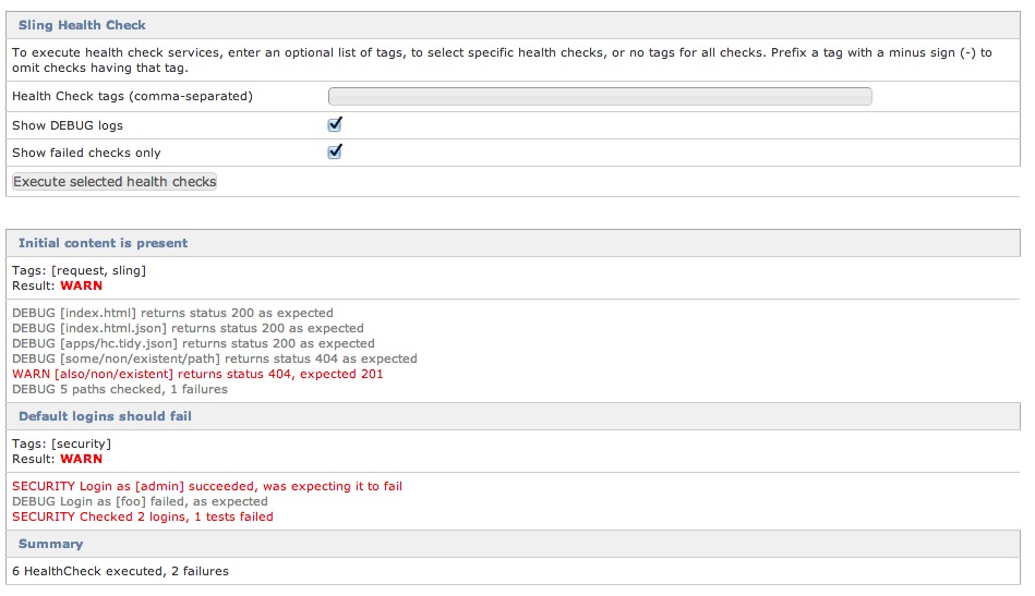 Health Check Webconsole Plugin