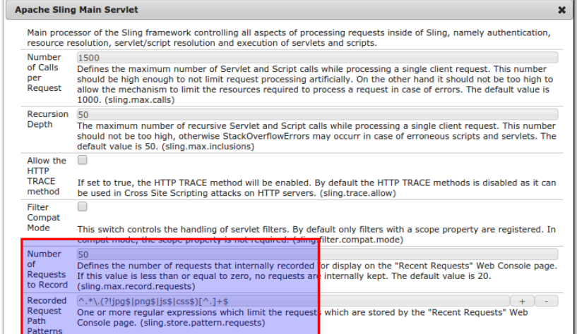 Sling Main Servlet Config