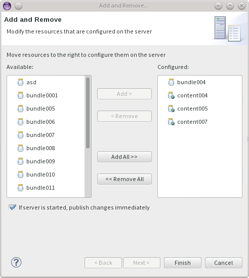 Add and Remove projects from server