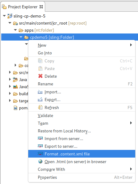 Format .content.xml action